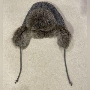 Grey Rabbit Fur Winter Hat